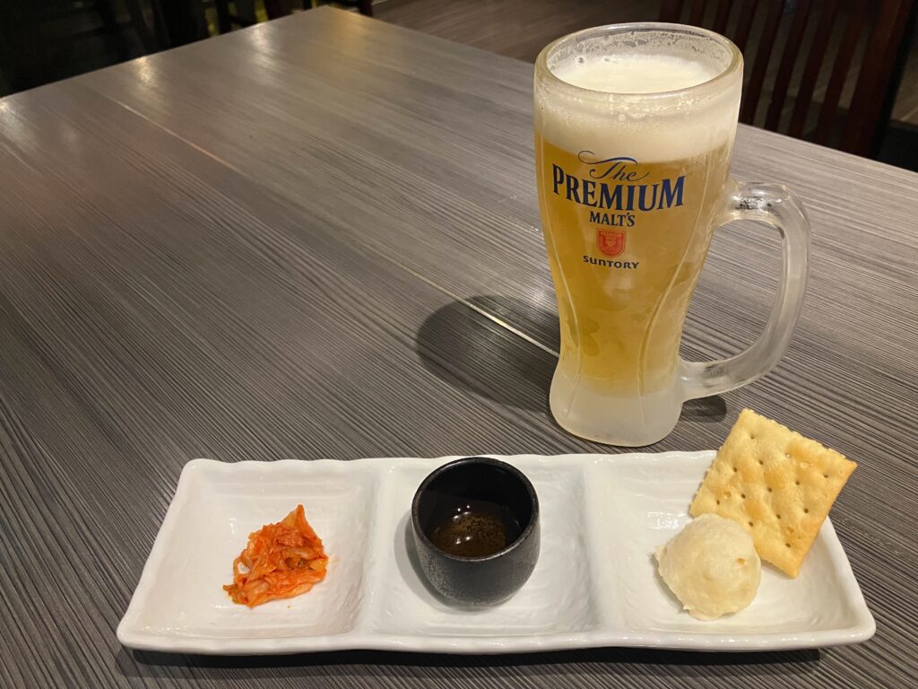 南風原町与那覇「肉処 ししまい」お通し三種盛り